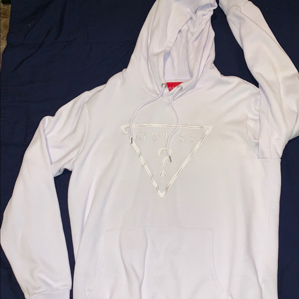 All white guess hoodie